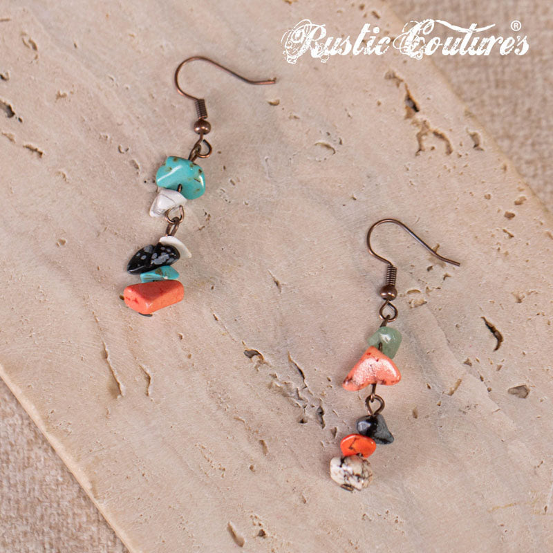 Rustic Couture's®  Beaded Layered Necklace Earrings Set