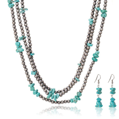 Rustic Couture's®  Beaded Layered Necklace Earrings Set