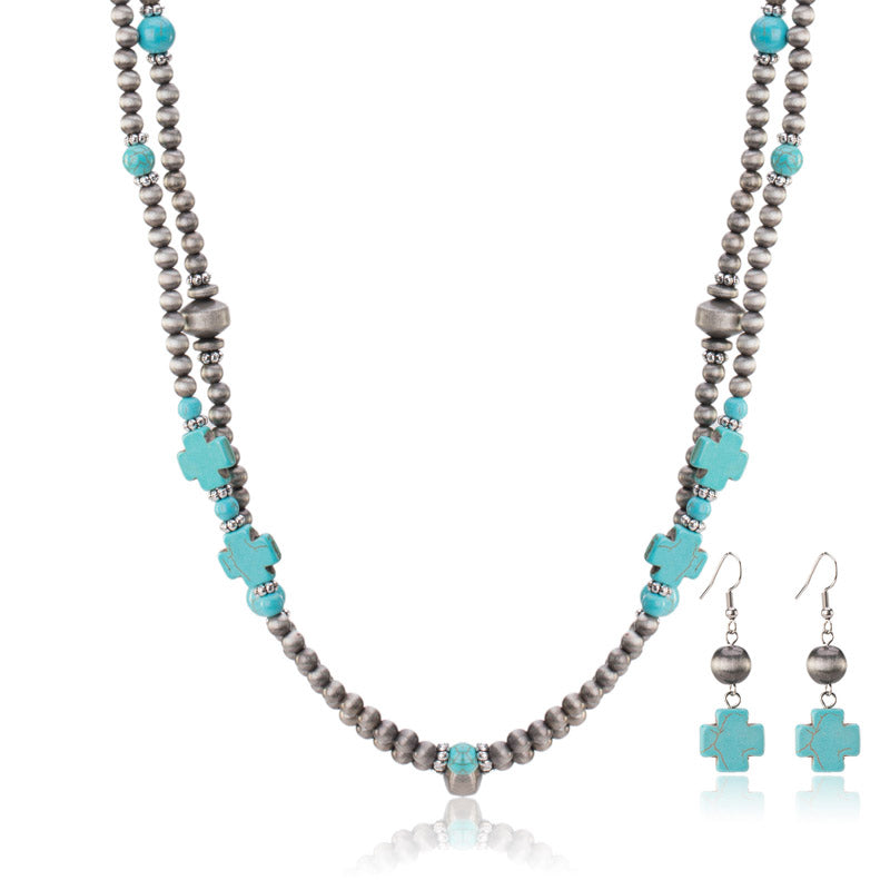 Rustic Couture's® Turquoise Beaded Necklace Earrings Set