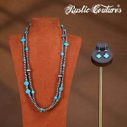 Rustic Couture's® Turquoise Beaded Necklace Earrings Set