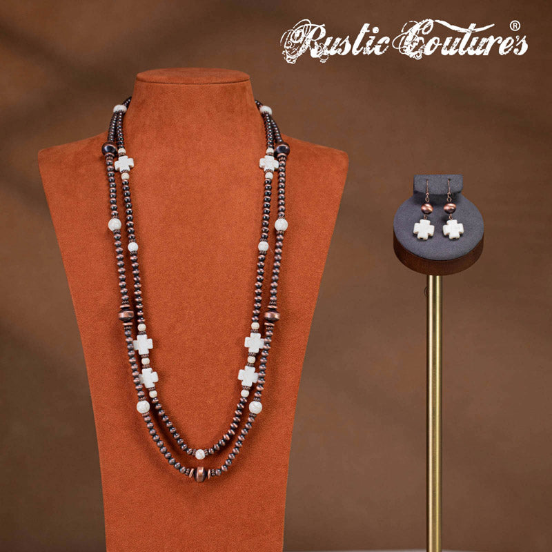 Rustic Couture's® Turquoise Beaded Necklace Earrings Set