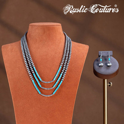 Rustic Couture's® Bohemian Turquoise Western Beaded Necklace Set