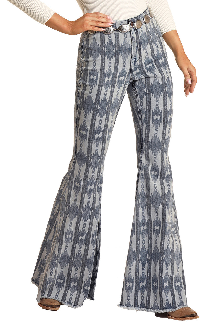 Final Sale _ Baby Blues Aztec Bell Jeans