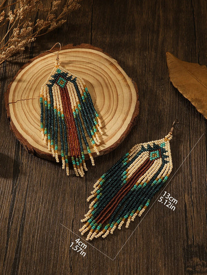 Handcrafted Bohemian Beaded Fringe Earrings