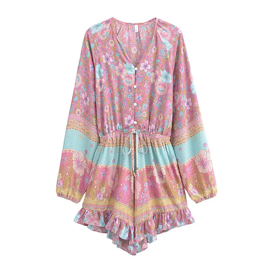 Whispering Blossoms Playsuit in Pastel Pink