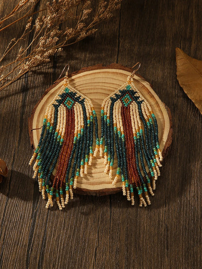 Handcrafted Bohemian Beaded Fringe Earrings