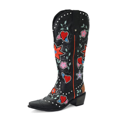 Boho Chic Embroidered Western Cowboy Boots