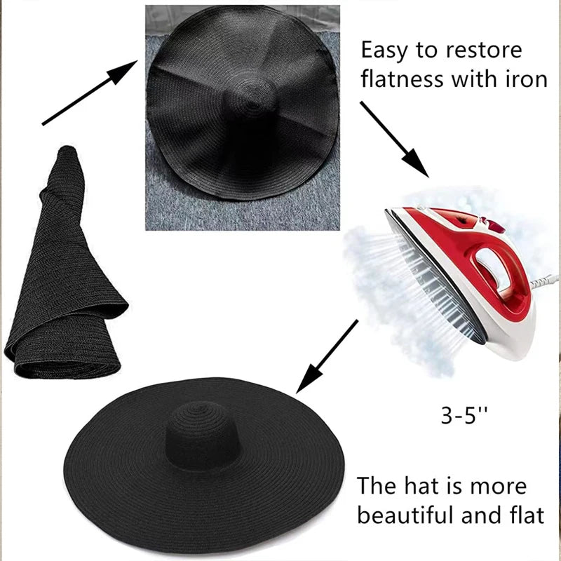 Foldable Women Wide Brim Straw Hat