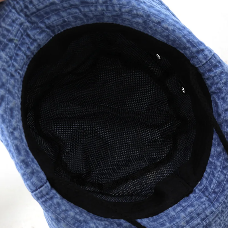 Denim Cowboy Bucket Hat with String Sun Hat