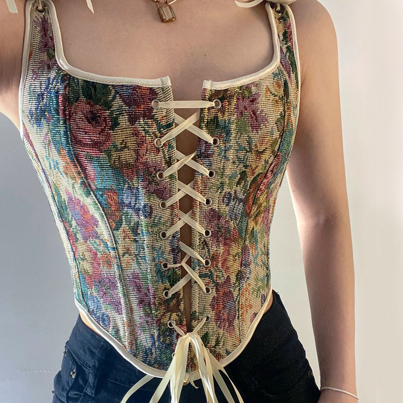 Women's Vintage Floral Camisole Floral Embroidery Pattern