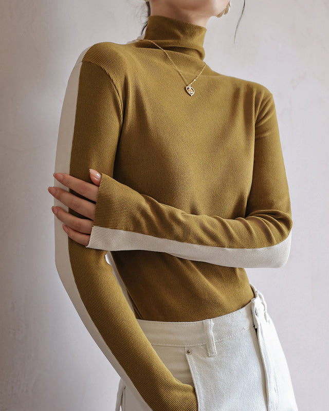 Two Tone Double Sided Long Sleeve Knit Top