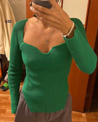 Sweetheart Long Sleeve Knit Top