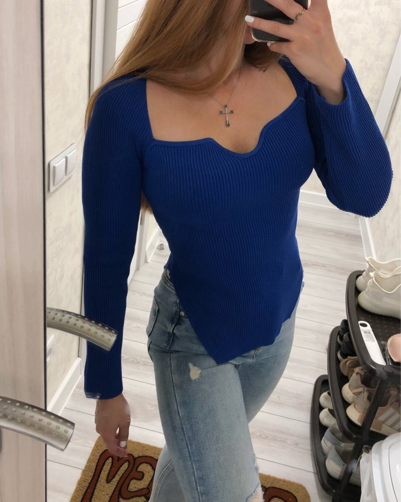 Sweetheart Long Sleeve Knit Top