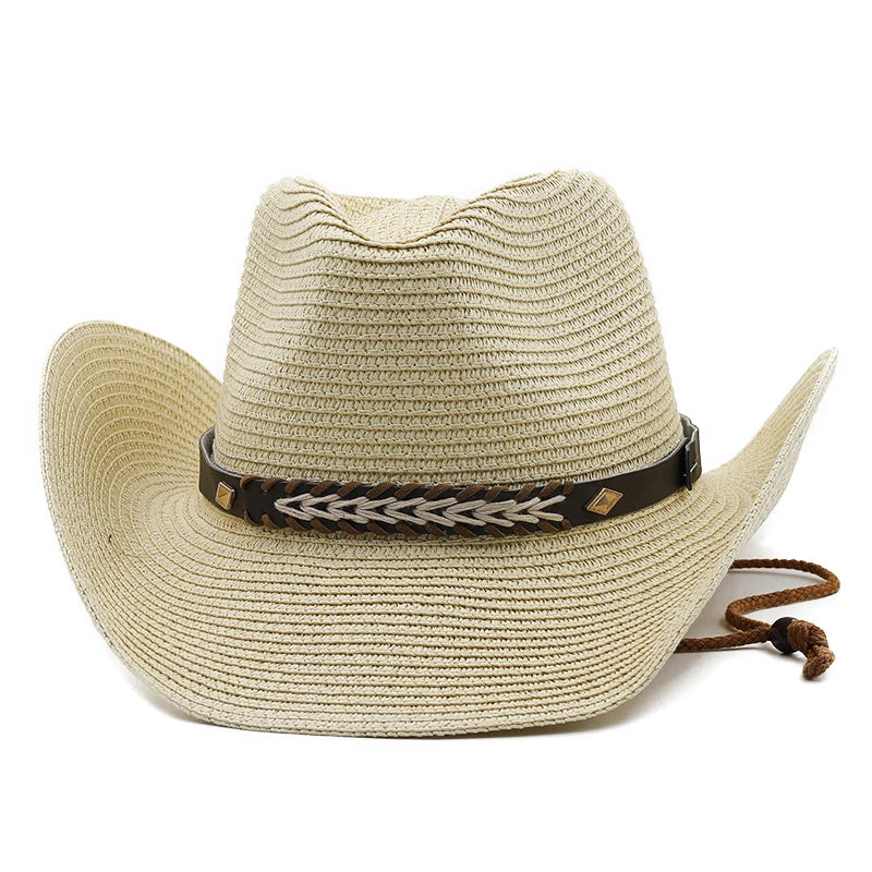 Straw Woven Leather Decorative Cowboy Hat