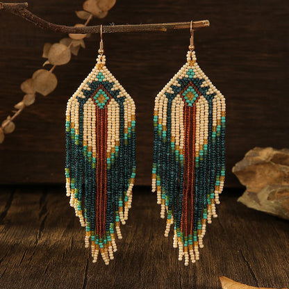 Handcrafted Bohemian Beaded Fringe Earrings