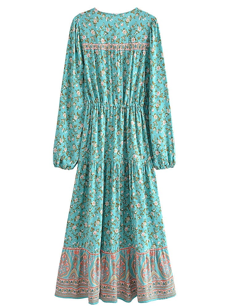 Emerald Blossom Maxi Dress