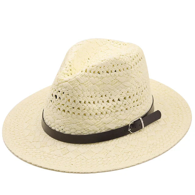 Simple Top Quality Man Straw sun Hat Wide Brim Beach Foldable Cap Big Bone Men Plus Size summer women Fedora Hat