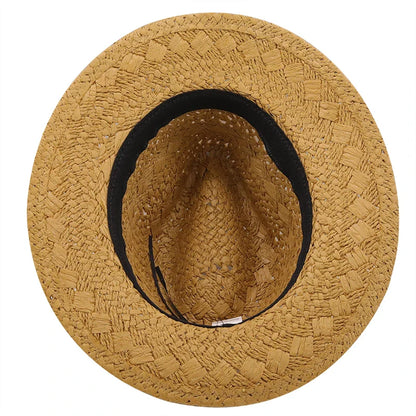 Simple Top Quality Man Straw sun Hat Wide Brim Beach Foldable Cap Big Bone Men Plus Size summer women Fedora Hat