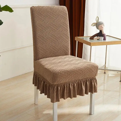 Stretchy Dining Chair Cover Slipcovers With Ruffle Skirt Chair Cover Slipcovers Chair Seat Covers For Dining Room Kitchen 1PC