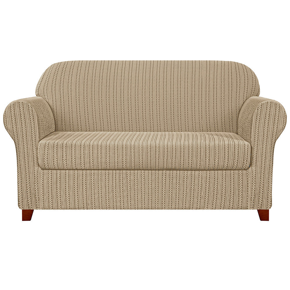 Knit and Stripes Stretch Sofa Slipcovers Includes Separate Seat Covers