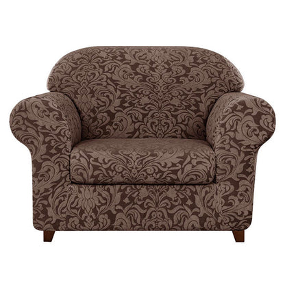 Exquisite Jacquard Floral Pattern High Spandex Sofa Slipcover Includes Separate Seat Covers