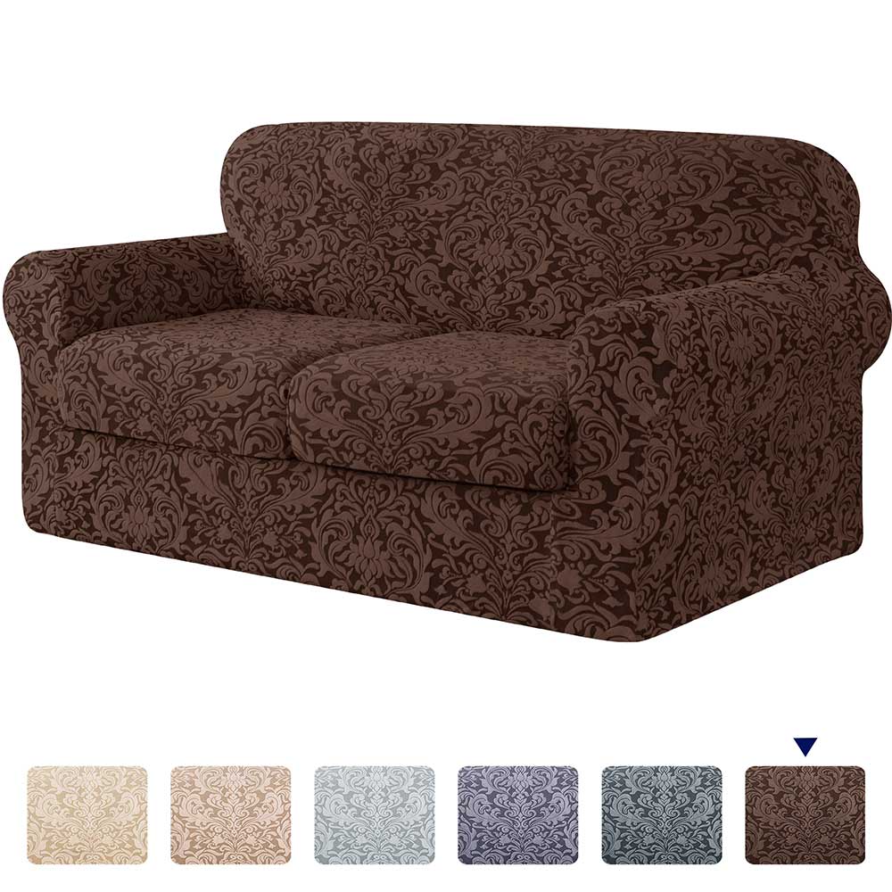 Exquisite Jacquard Floral Pattern High Spandex Sofa Slipcover Includes Separate Seat Covers