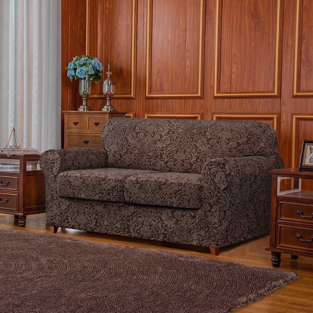 Exquisite Jacquard Floral Pattern High Spandex Sofa Slipcover Includes Separate Seat Covers