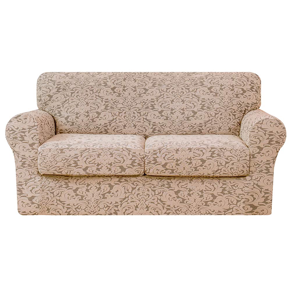 Exquisite Jacquard Floral Pattern High Spandex Sofa Slipcover Includes Separate Seat Covers