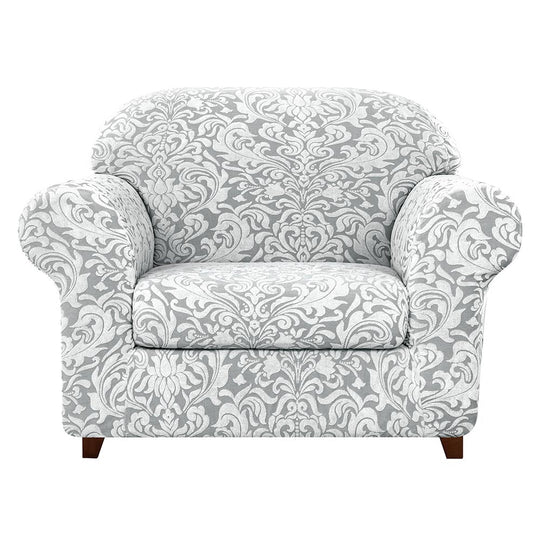 Exquisite Jacquard Floral Pattern High Spandex Sofa Slipcover Includes Separate Seat Covers