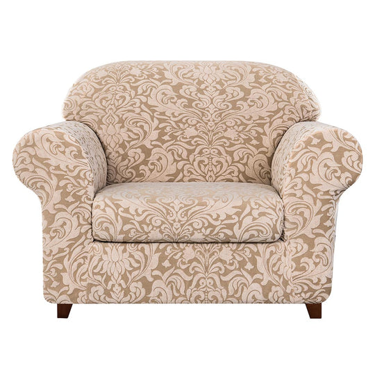 Exquisite Jacquard Floral Pattern High Spandex Sofa Slipcover Includes Separate Seat Covers