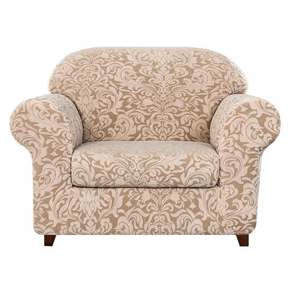 Exquisite Jacquard Floral Pattern High Spandex Sofa Slipcover Includes Separate Seat Covers