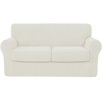 Retro Knit & Stripes Stretch Sofa Cover Includes Separate Seat Covers