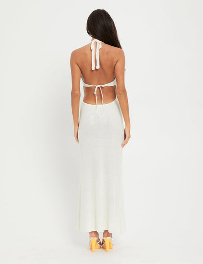 Backless Strappy Cutout Knit Maxi Dress