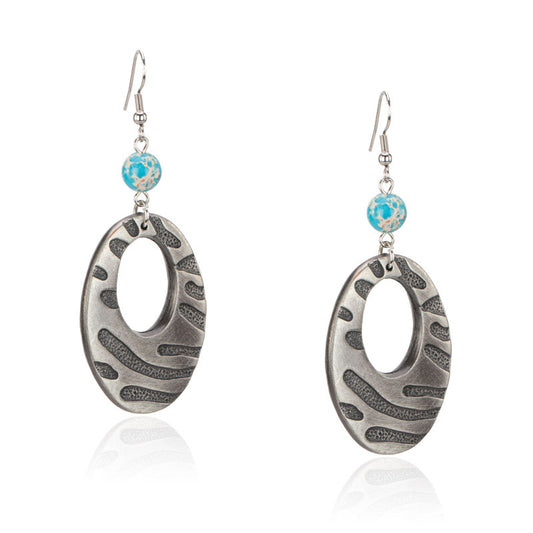 Rustic Couture's® Teardrop Loop Natural Stone Dangling Earring