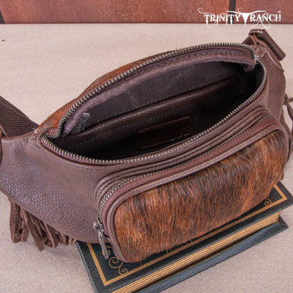 TR165-194A  Trinity Ranch Genuine Hair-On Cowhide Fringe Belt Bag