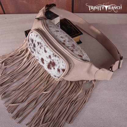 TR165-194A  Trinity Ranch Genuine Hair-On Cowhide Fringe Belt Bag