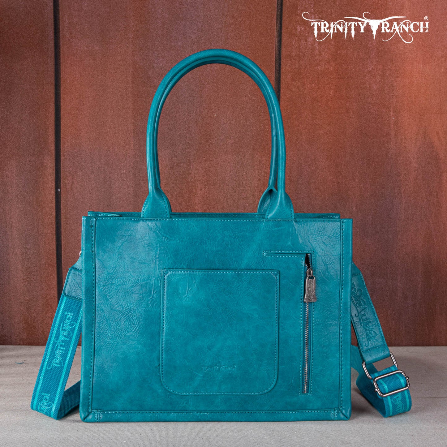 TR169G-8119S   Trinity Ranch Floral Tooled Concealed Carry Tote - Turquoise