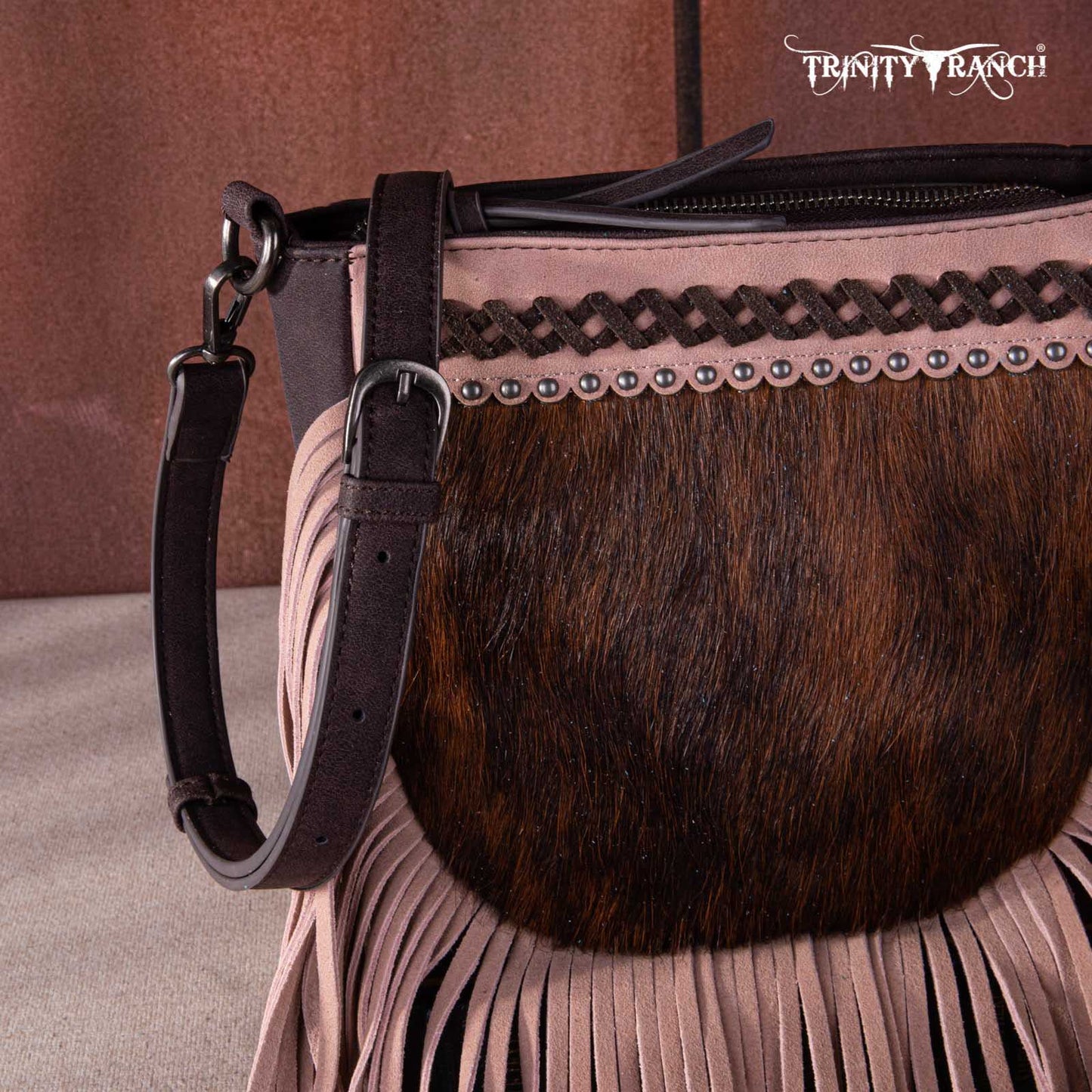 Trinity Ranch Hair-On Cowhide Fringe Crossbody Bag