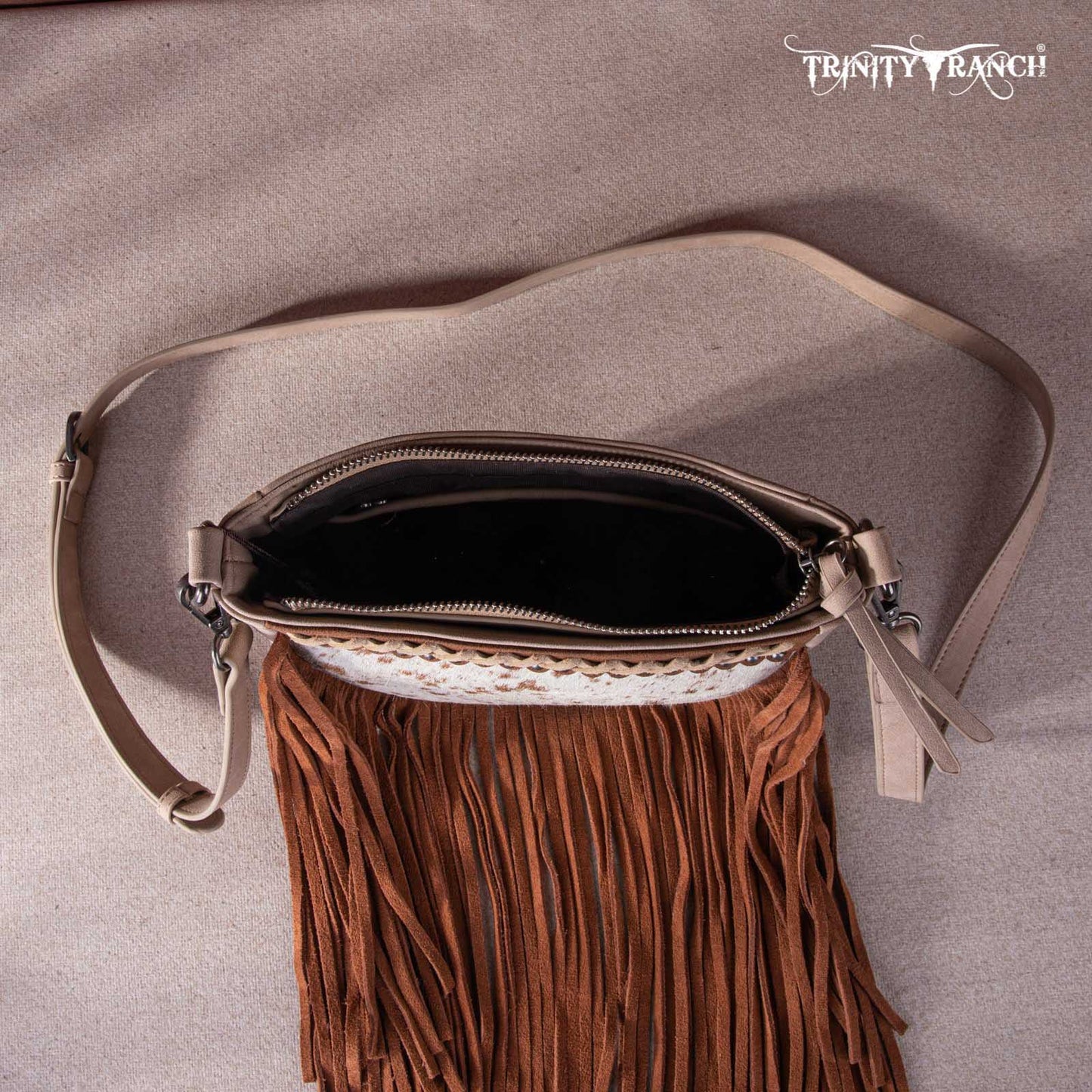 Trinity Ranch Hair-On Cowhide Fringe Crossbody Bag