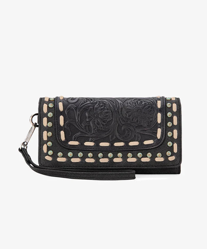 Trinity Ranch Floral Tooled  Wristlet