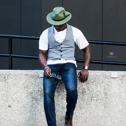 Dapper Men's Felt Fedora Hat__live Green