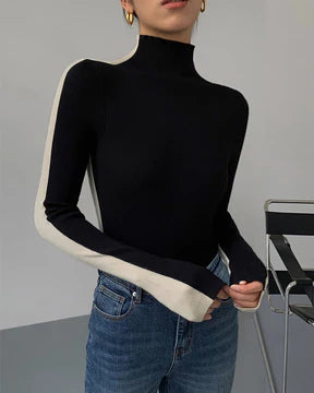 Two Tone Double Sided Long Sleeve Knit Top