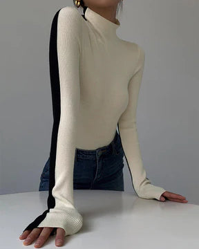 Two Tone Double Sided Long Sleeve Knit Top