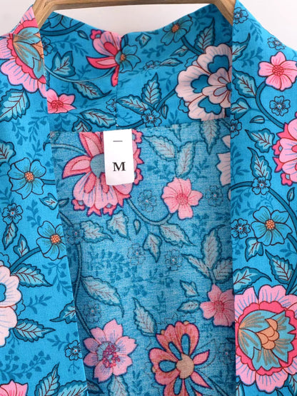 Azure Blossoms Wrap Kimono