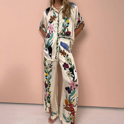 Tropical Soul Satin Shirt & Pants Set