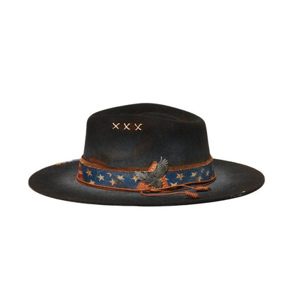 Vintage Inspired Flag Felt Western Cowboy Hat