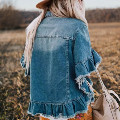 Denim Lace Short Sleeve Jacket