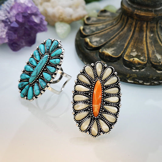 Vintage Colorful Turquoise Exaggerated Rings