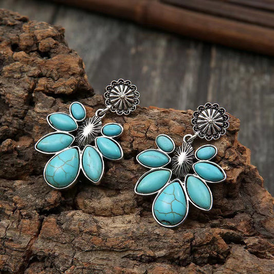 Flower Drop Turquoise Earrings