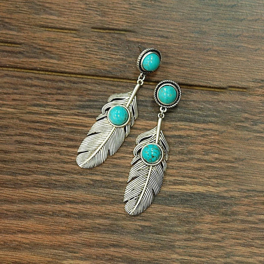 Feather Turquoise Earrings